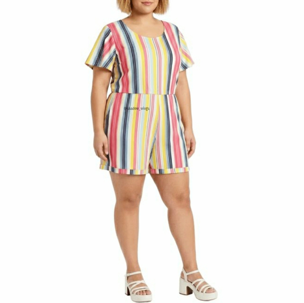 LuLaRoe Xanthe Rainbow Stripe Jumper - Size Medium (8-10) Colorful Romper